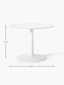 Ronde eettafel Menorca, Ø 100 cm, Tafelblad: essenfineer, vezelplaat m, Wit, Ø 100 cm