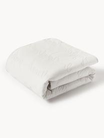 Couvre-lit en percale de coton lavé avec inscription piquée Paige, Gris clair, Larg. 230 x long. 250 (pour lits jusqu'à 180 x 200)