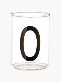 Bicchiere di design in vetro con lettera Personal (varianti dalla A alla Z), Vetro borosilicato, Trasparente, nero, Bicchiere per l'acqua A, 300 ml