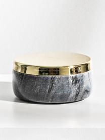 Marmor-Aufbewahrungsdose Sakata, Marmor, Metall, Grau, Goldfarben, Ø 10 x H 4 cm