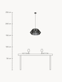 Hanglamp Hadi in koord optiek, Lampenkap: stof, Baldakijn: gepoedercoat metaal, Frame: gepoedercoat metaal, Zwart, Ø 48 x H 22 cm