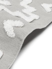 Handgewebter Baumwollläufer Idris mit erhabener Hoch-Tief-Struktur, 100% Baumwolle, Grau, B 80 x L 250 cm
