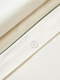 Federa in cotone percalle con bordino Daria, Bianco crema, verde oliva, Larg. 50 x Lung. 80 cm