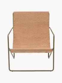 Fauteuil lounge Desert, Tissu beige, vert olive, larg. 63 x prof. 66 cm