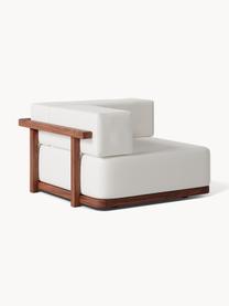 Módulo de esquina para exterior Matheus, Funda: 100% algodón Alta resiste, Estructura: madera maciza de acacia, , Tejido blanco Off White, madera de acacia, An 110 x F 110 cm, chaise longue izquierda