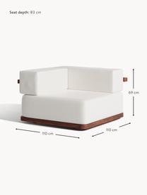 Tuin hoekmodule Matheus, Frame: massief acaciahout, metaa, Geweven stof gebroken wit, acaciahout, B 110 x D 110 cm, hoekdeel links