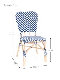 Sedia da giardino Bistrot, Rivestimento: tessuto intrecciato, Struttura: rattan, Blu, bianco, Larg. 59 x Prof. 52 cm