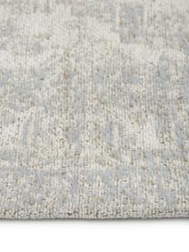 Handgeweven chenille loper Magalie in vintage stijl, 95% katoen-chenille, 5% polyester, Grijs- en blauwtinten, B 80 x L 250 cm