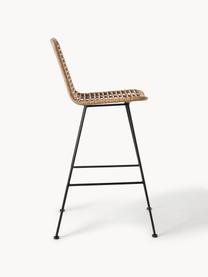 Polyrattan-Barstuhl Costa mit Metall-Beinen, Sitzfläche: Polyethylen-Geflecht, Gestell: Metall, pulverbeschichtet, Hellbraun, Schwarz, B 56 x H 110 cm