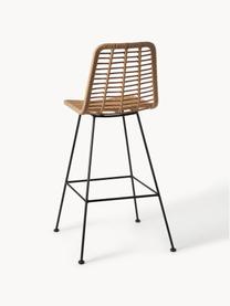 Polyrattan-Barstuhl Costa mit Metall-Beinen, Sitzfläche: Polyethylen-Geflecht, Gestell: Metall, pulverbeschichtet, Hellbraun, Schwarz, B 56 x H 110 cm