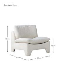 Fauteuil lounge tissu bouclé blanc crème Karl, Tissu bouclé blanc crème, larg. 84 x prof. 82 cm