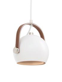 Kleine hanglamp Bow met leren decoratie, Wit, B 19  x H 20 cm
