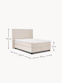 Letto boxspring in velluto premium Pheobe, Materasso: nucleo a 5 zone di molle , Piedini: legno massiccio di betull, Velluto beige, Larg. 180 x lung. 200 cm, grado di durezza H2