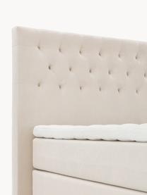 Premium Samt-Boxspringbett Phoebe, Matratze: 5-Zonen-Taschenfederkern, Samt Beige, B 180 x L 200 cm, Härtegrad H2