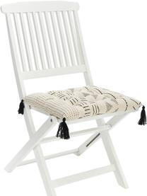 Podsedák na židli v boho stylu se střapci Hana, Černá, Š 40 cm, D 40 cm