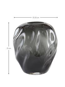 Glas-Vase Brielle in Schwarz, Glas, Schwarztöne, Transparent, Ø 20 x H 21 cm