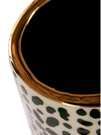 Vaso grande in ceramica dipinto a mano Fifi, Ceramica smaltata, Beige, nero, dorato, Ø 12 x Alt. 34 cm