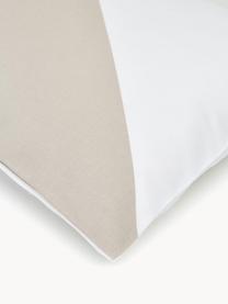 Housse de coussin rectangulaire blanc taupe Ren, 100 % coton, Blanc, beige, larg. 30 x long. 50 cm