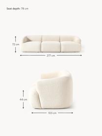 Modulares Bouclé-Sofa Sofia (3-Sitzer), Bezug: Bouclé (100 % Polyester) , Gestell: Fichtenholz, Spanplatte, , Füße: Kunststoff Dieses Produkt, Bouclé Off White, B 277 x T 103 cm