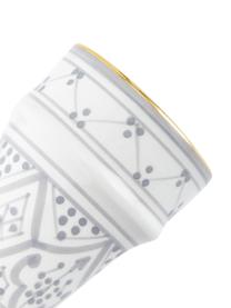 Mug céramique marocaine artisanale Beldi, Céramique, Gris clair, couleur crème, or, Ø 8 x haut. 11 cm, 300 ml