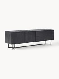 Credenza in legno di mango Luca, Struttura: metallo verniciato a polv, Legno di mango laccato nero, Larg. 180 x Alt. 56 cm