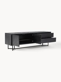 Credenza in legno di mango Luca, Struttura: metallo verniciato a polv, Legno di mango laccato nero, Larg. 180 x Alt. 56 cm