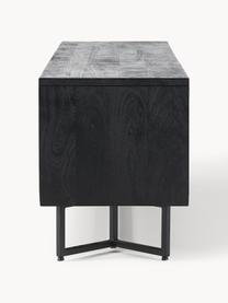 Credenza in legno di mango Luca, Struttura: metallo verniciato a polv, Legno di mango laccato nero, Larg. 180 x Alt. 54 cm