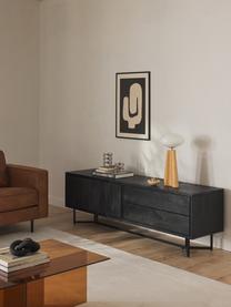 Tv-meubel Luca van mangohout, Frame: massief mangohout, gebors, Frame: gepoedercoat metaal, Mangohout, zwart gelakt, B 180 x H 54 cm