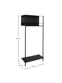 Metall-Garderobe Setun in Schwarz, Metall, pulverbeschichtet, Schwarz, B 88 x H 190 cm