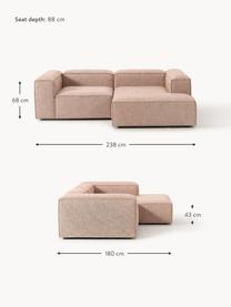 Narożna sofa modułowa z mieszanki lnu Lennon, Tapicerka: 50% wiskoza, 25% len, 15%, Nogi: tworzywo sztuczne Ten pro, Rdzwoczerwona mieszanka lnu, S 238 x G 180 cm, prawostronna