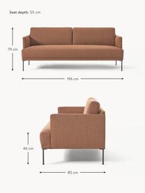 Sofa Fluente (3-osobowa), Tapicerka: 100% poliester Dzięki tka, Stelaż: lite drewno sosnowe, Nogi: metal malowany proszkowo , Nugatowa tkanina, S 196 x G 85 cm