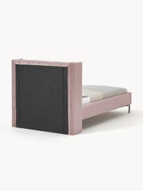 Eenpersoonsbed Dusk van fluweel, Bekleding: polyester fluweel Met 30., Poten: gepoedercoat metaal Het m, Fluweel roze, B 90 x L 200 cm