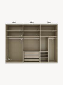 Drehtürenschrank Skat Shine mit beleuchteten Glastüren, Griffe: Metall, beschichtet, Weiß, B 301 x H 223 cm