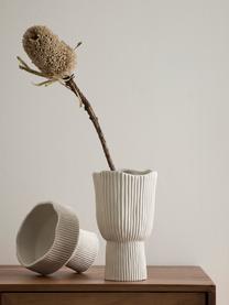 Jarrón grande de cerámica Mushroom, Cerámica, Blanco crema, Ø 14 x Al 23 cm