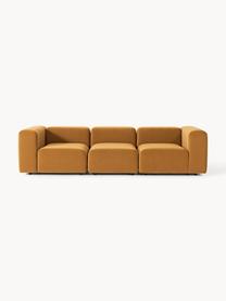 Modulares Samt-Sofa Lena (4-Sitzer), Bezug: Samt (100 % Polyester) De, Gestell: Buchenholz, Spanplatte, H, Füße: Kunststoff, Samt Ocker, B 287 x T 106 cm