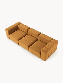 Modulares Samt-Sofa Lena (4-Sitzer), Bezug: Samt (100 % Polyester) De, Gestell: Buchenholz, Spanplatte, H, Füße: Kunststoff, Samt Ocker, B 287 x T 106 cm