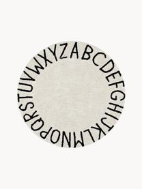 Tappeto rotondo con motivo a lettere ABC, Cotone riciclato (80% cotone, 20% altre fibre), Beige chiaro, nero, Ø 150 cm (taglia M)