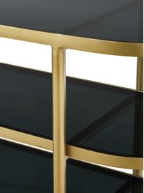 Gouden metalen sidetable Laura met glazen platen, Frame: gelakt metaal, Transparant, goudkleurig, B 116 x D 39 cm