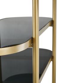 Gouden metalen sidetable Laura met glazen platen, Frame: gelakt metaal, Transparant, goudkleurig, B 116 x D 39 cm