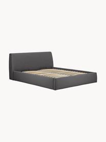 Cama tapizada Cloud, con espacio de almacenamiento, Tapizado: tejido finamente texturiz, Estructura: madera de pino maciza y m, Tejido gris antracita, An 140 x L 200 cm