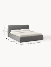 Letto imbottito con contenitore Cloud, Rivestimento: tessuto finemente struttu, Piedini: legno laccato Questo prod, Tessuto antracite, Larg. 140 x Lung. 200 cm