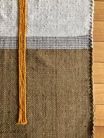 Tapis en coton tissé à la main Atlas, Coton, jute, Blanc cassé, brun, orange, larg. 110 x long. 160 cm (taille S)