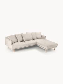 Sofá rinconera Adrian (3 plazas), Tapizado: 47% viscosa, 23% algodón,, Estructura: madera contrachapada, Patas: madera de roble barnizada, Tejido beige claro, An 255 x F 182 cm, chaise longue izquierda