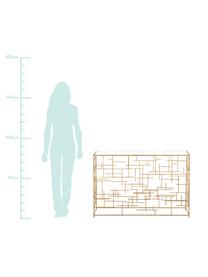 Konsole Nola aus Glas und goldfarbenem Metall, Ablagefläche: Glas, Gestell: Metall, beschichtet, Goldfarben, B 120 x T 35 cm