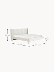 Gestoffeerd fluwelen bed Dusk, Bekleding: polyester fluweel Met 30., Frame: massief grenenhout en pla, Poten: gepoedercoat metaal Dit p, Fluweel lichtbeige, B 160 x L 200 cm