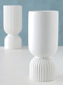 Set 2 vasi Gino, Gres, Bianco, Ø 10 x Alt. 23 cm