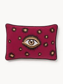 Ręcznie haftowana poszewka na poduszkę z bawełny Eye, 100% bawełna, Rdzawoczerwony, beżowy, S 40 x D 60 cm