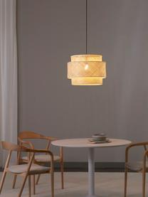 Design hanglamp Finja van bamboehout, Lampenkap: bamboe, Baldakijn: gepoedercoat metaal, Lichtbruin, Ø 50  x H 40 cm