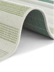 Gestreept in- en outdoor vloerkleed Paros, 100% polypropyleen, Groen, beige, antraciet, B 200 x L 290 cm (maat L)