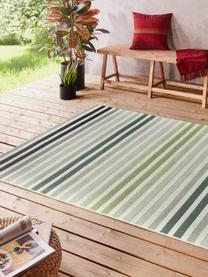 Gestreept in- en outdoor vloerkleed Paros, 100% polypropyleen, Groen, beige, antraciet, B 200 x L 290 cm (maat L)